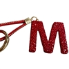415M  ''M'' RED RHINESTONE KEYCHAIN