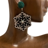 415SF RHINESTONE  BLACK SNOWFLAKE  EARRINGS