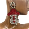 415SNW RED SILVER RHINESTONE SNOWMAN EARRINGS