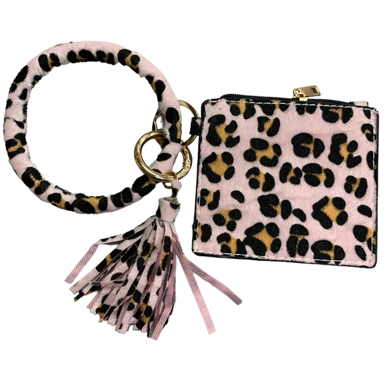 416PNK PINK LEOPARD  PRINT CC HOLDER WRISLET