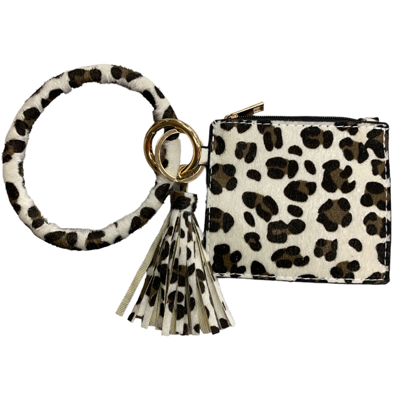 416WLP   WHITE LEOPARD   COW PRINT CC HOLDER WRISLET