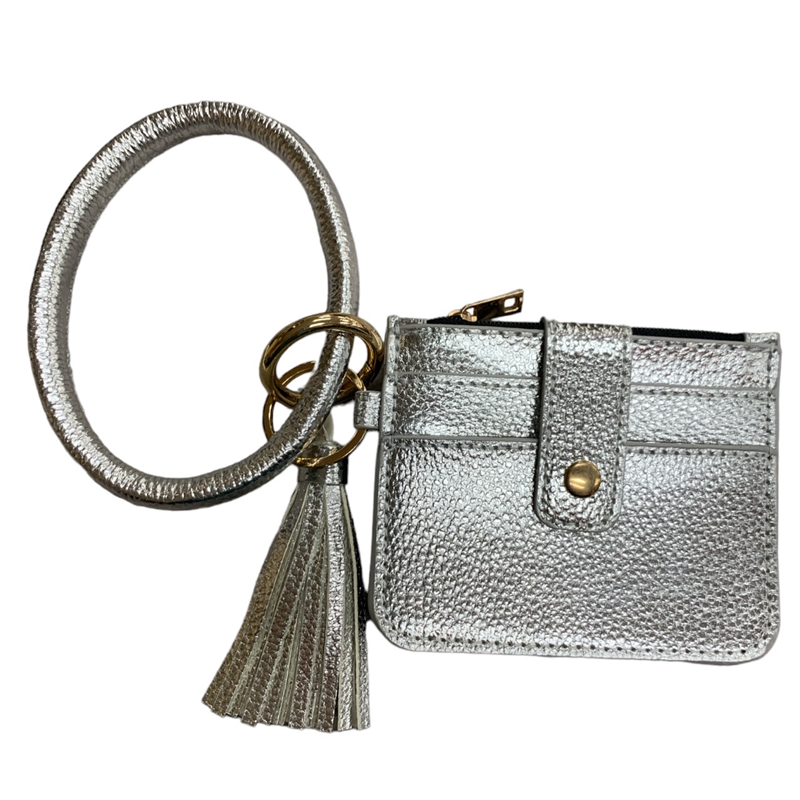 422SLV   SILVER  RHINESTONE CC HOLDER  WRISTLET