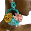 465FLR  HOOP WITH FLOWERS  EARRINGS