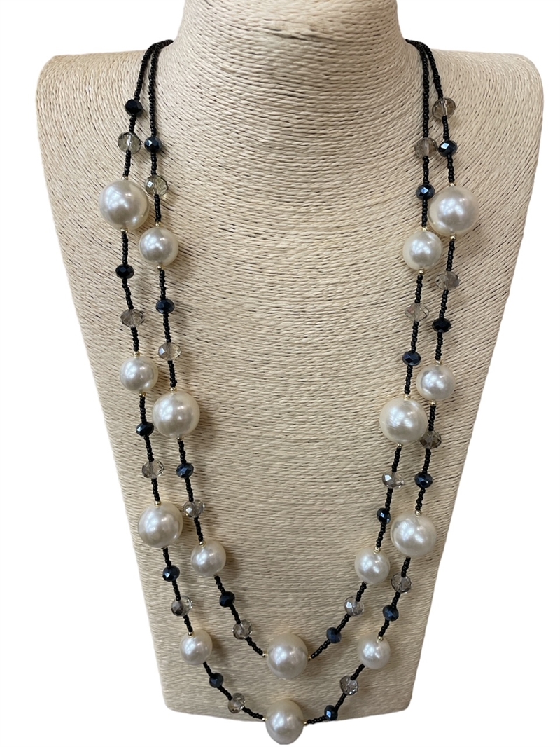 5003PL MULTI LAYERED PEARL LONG NECKLACE