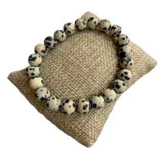 5005D  8MM DALMATIAN  SEMI PRECIOUS STONE BRACELET