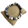 5007NW  8MM NAVY/WHITE  SEMI PRECIOUS STONE BRACELET