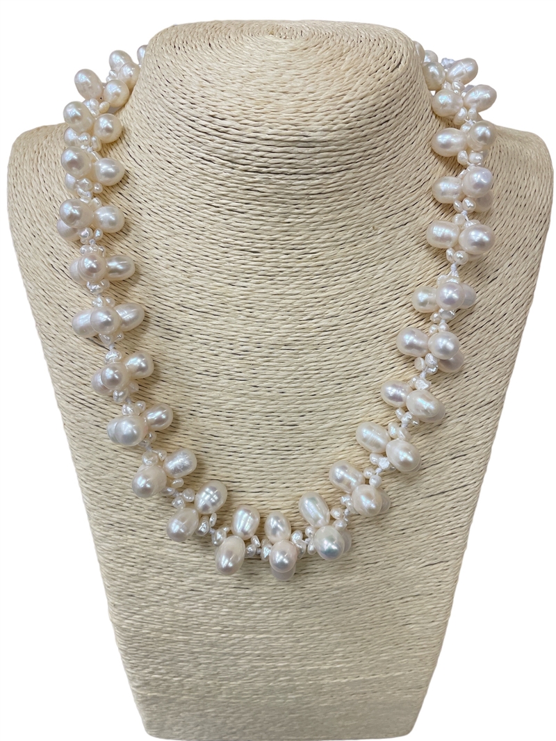 5008P FLORAL  FRESH WATER PEARL SHORT NECKLACE