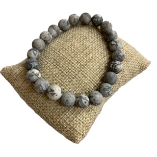 5012LGY 8MM LITE GRAY SEMI PRECIOUS STONE BRACELET