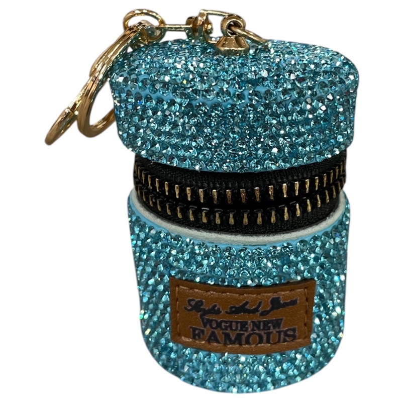 50BE  BLUE MULTI MINI HANDBAG RHINESTONE KEYCHAIN