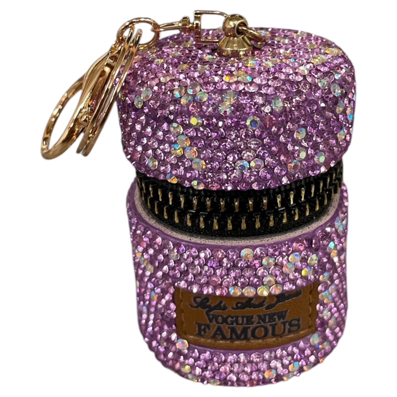 50PL   PURPLE MINI HANDBAG RHINESTONE KEYCHAIN