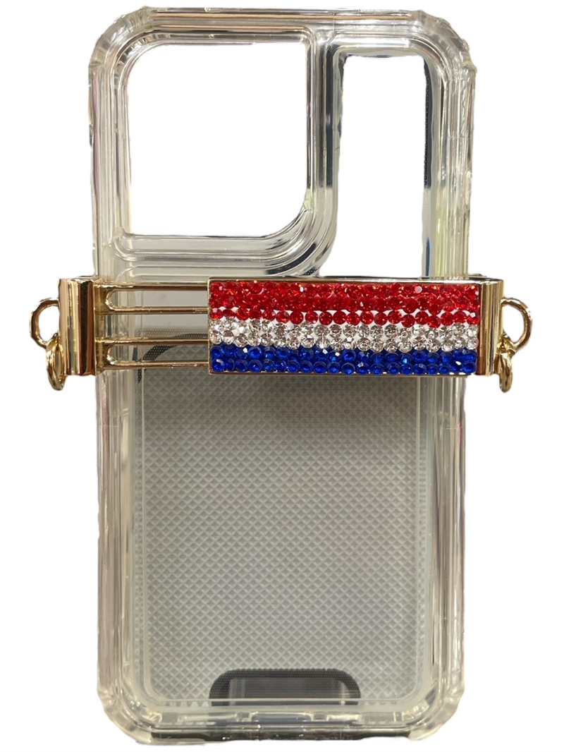 510AM   AMERICAN FLAG RHINESTONE ADJUSTABLE PHONE HOLDER