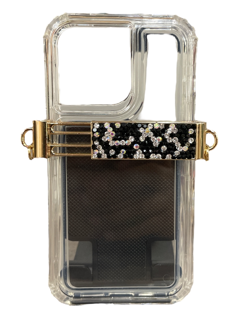 510BK  BLACK RHINESTONE ADJUSTABLE PHONE HOLDER