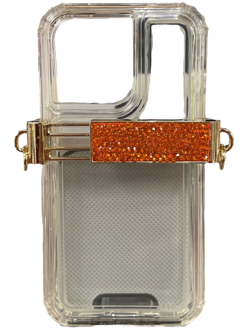 510OR  ORANGE  RHINESTONE ADJUSTABLE PHONE HOLDER