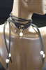 5159N BLACK SUEDE 3ROUND PEARL CHOKER