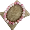 523PK 8MM  SHINY PINK WHITE MIX  SEMI-PRECIOUS STONE BRACELET