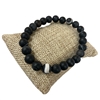 547BW  8MM  BLACK WHITE  SEMI-PRECIOUS STONE BRACELET