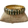 55GRN STRIPED GREEN ENAMEL GOLD CHUNKY BRACELET