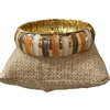 55MBR STRIPED BROWN MULTI ENAMEL GOLD CHUNKY BRACELET