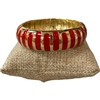 55RD STRIPED RED ENAMEL GOLD CHUNKY BRACELET