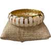 55WH STRIPED WHITE ENAMEL GOLD CHUNKY BRACELET
