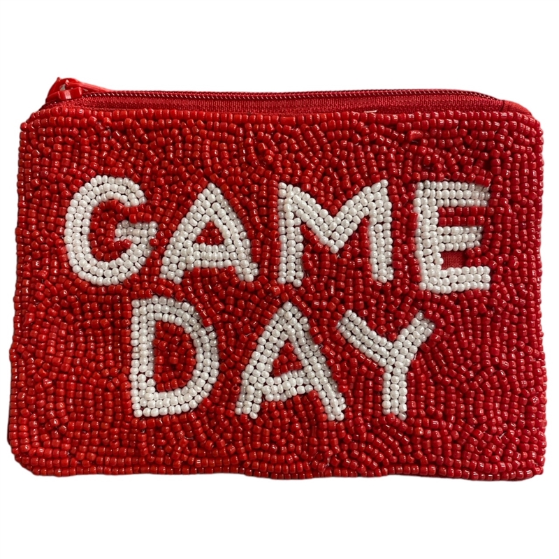 60-0193 GAME DAY  SEED BEAD ZIP CLOSURE COIN PURSE