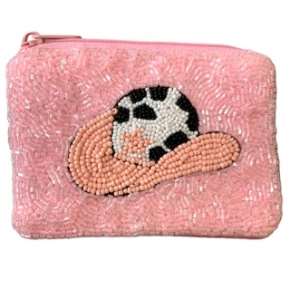 60-0214 HAT  SEED BEADS ZIPPER CLOSURE COIN PURSE