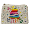 60-0273MT  BIRTHDAY SEED BEAD ZIP CLOSURE COIN PURSE