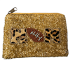 F60-0306 OOTBALL SEED BEADS ZIPPER CLOSURE COIN PURSE