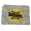 60-0308Y  BASEBALL MAMA  SEED BEAD ZIP CLOSURE COIN PURSE