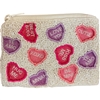 60-0328  MULTI COLOR HEART SEED BEAD ZIP CLOSURE COIN PURSE