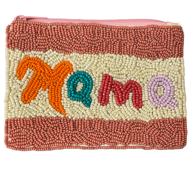 60-0363  MAMA  SEED BEAD ZIP CLOSURE COIN PURSE
