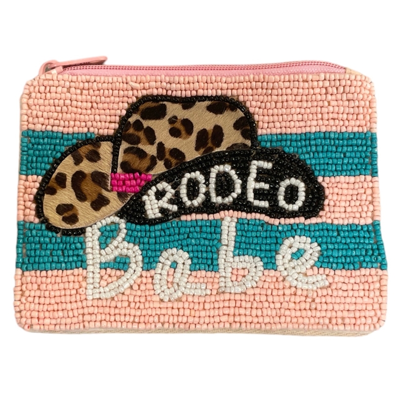 60-0367 RODEO BABE SEED BEADS ZIPPER CLOSURE COIN PURSE