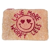 60-0369  LOVE MORE & WORRY LESS  SEED BEAD ZIP CLOSURE COIN PURSE