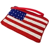 60-0389  AMERICA FLAG  SEED BEAD ZIP TOP CLOSURE WRISTLET