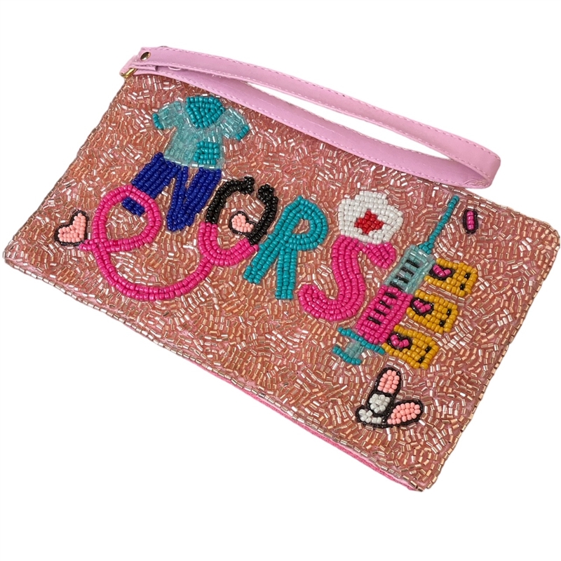 60-0397  NURSE SEED BEAD ZIP TOP CLOSURE WRISTLET