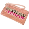 60-0399P PINK & LEOPARD YEEHAW  SEED BEAD ZIP TOP CLOSURE WRISTLET