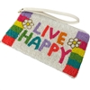 60-0408  LIVE HAPPY SEED BEAD ZIP TOP CLOSURE WRISTLET