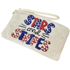 60-0420  STARS & STRIPES SEED BEAD ZIP TOP CLOSURE WRISTLET