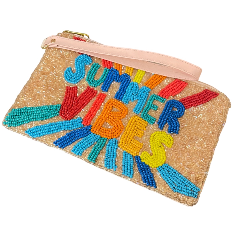 60-0424 SUMMER VIBES  SEED BEAD ZIP TOP CLOSURE WRISTLET