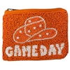 60-0435OR ORANGE GAME DAY SEED BEAD ZIP CLOSURE COIN PURSE