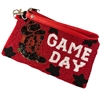 60-0436RB RED BLACK GAME DAY  SEED BEAD ZIP TOP CLOSURE WRISTLET