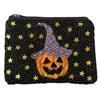 60-0463  BLACK & PUMPKIN SEED BEAD ZIP CLOSURE COIN PURSE