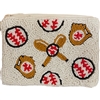 60-0469  BASEBALL SEED BEAD ZIP CLOSURE COIN PURSE