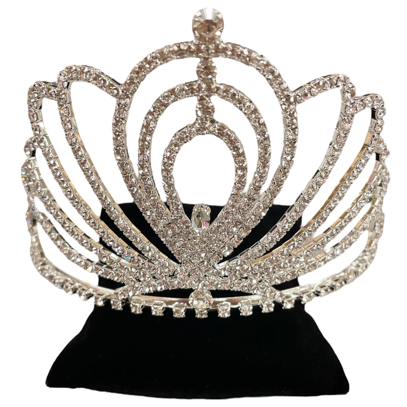 60184 MEDIUM SILVER CLEAR  RHINESTONE TIARA/CROWN