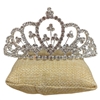 60200 SHORT SILVER CLEAR RHINESTONE FLORAL TIARA