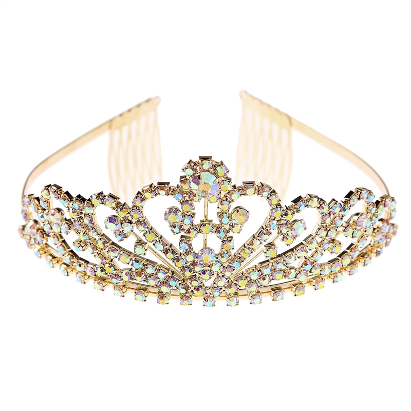 60202AB RHINESTONE SMALL HEART CENTERED TIARA