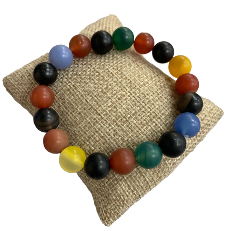 602MLT 10MM MULTI SEMI- PRECIOUS STONE BRACELET