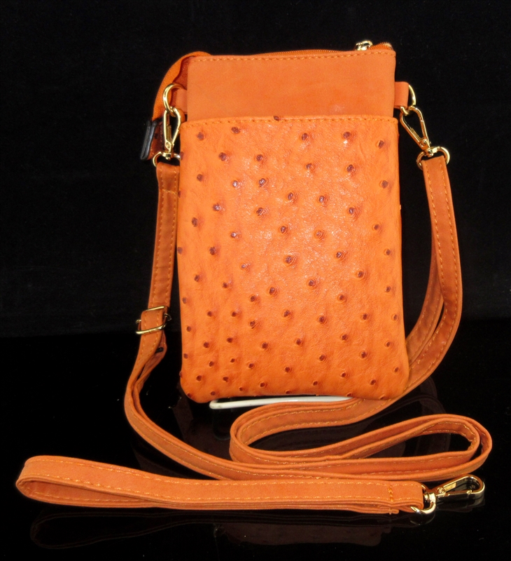 6031OR TEXTURED ORANGE CROSS BODY BAG