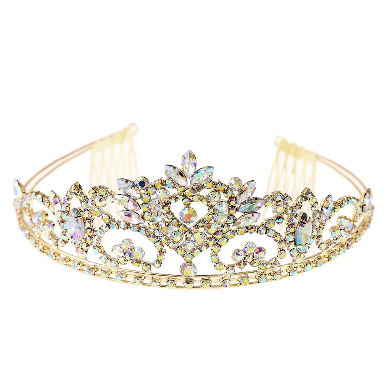 60402AB RHINESTONE HEART CENTERED TIARA