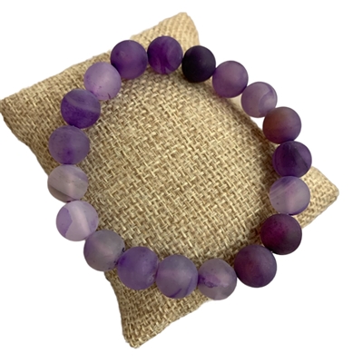 604PRL PURPLE 10MM SEMI PRECIOUS STONE BRACELET